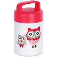Orion - Thermosfles - Stalen Lunch Thermos - 450 ml - Uilmotief - Rood