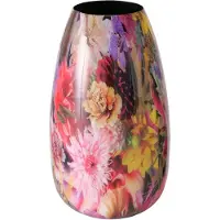 Boltze - Vaas - Metaal - Bloemenvaas - Bloemenmotief - 25x15cm