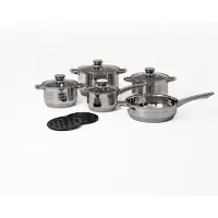 Swiss Pro+ | Luxe Pannenset / Kookgerei - 12 Delig (1230) - RVS/INOX - met Glazen Deksels