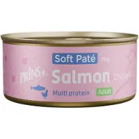 Prins Soft Paté Adult met zalm en kip natvoer kat 24 x 70 g