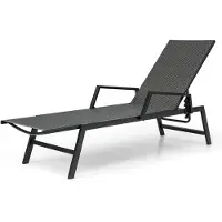 Costway Zonneligstoel, rotan, ligstoel met verstelbare rugleuning en armleuningen, belastbaar tot 150 kg, ligstoel voor tuin, terras, zwembad