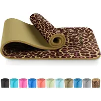 Tunturi NBR Yogamat Anti Slip - Fitnessmat Extra dik & zacht - Sportmat - 180x60x1.5cm - Incl Trainingsapp - Panterprint - Luipaardprint