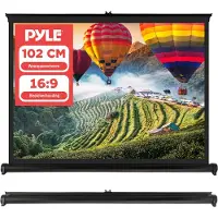 Pyle Projectiescherm – Draagbaar en Lichtgewicht Mobiel Projectiescherm met Eenvoudig Uittrek Systeem – 40 Inch, Binnen- en Buitengebruik - Wit