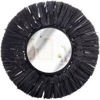 Home Styling Collection - Wandspiegel - Cirkulair - Zwarte Raffia
