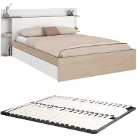 Vente-unique Bedframe hout natuurlijk licht 140 x 200 cm,