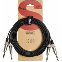 Stagg STC6P Dual Mono Jack Cable - 6m/20ft Black