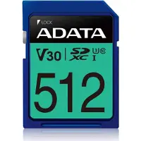 A-Data Technology Premier Pro SDXC UHS-I U3 Klasse 10 (V30S) (SDXC, 512 GB, U3, UHS-I), Geheugenkaart, Blauw