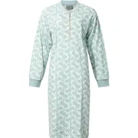Lunatex - warm dames nachthemd 224186 - aangeruwd interlock - groen - maat S