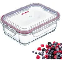 Westmark Vershouddoos + deksel, 370 ml, luchtdicht, oven-/vriezer-/magnetronbestendig, BPA-vrij, glas/kunststof/siliconen, doorzichtig/rood, 234122E1