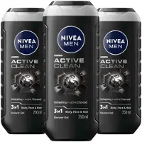 Nivea 3x Douchegel Active Clean 250 Ml