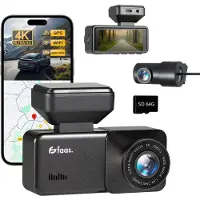 Faas Dashcam - Incl. GPS functie - Voor en achter camera - met 64GB SD - 4K Full HD - Dashcam voor Auto - Zwart -