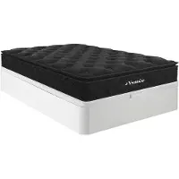 Vente-unique Set 140 x 190 cm bedbodem met opbergruimte, wit + matras met pocketveren met ingebouwd dekmatras van 28 cm dik - BLACK DREAM van YSMÉE