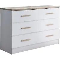 Vente-unique Ladekast met 6 lades - Wit en naturel - SKAIDO