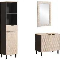 vidaXL Badkamer Sets 3 pcs Witte Was Afwerking Massief Mango Hout