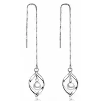 Charme Bijoux Lange Oorbellen -Elona- doorsteek- synthetische parel -zilverkleur-