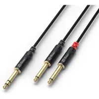 PD Connex 6,35mm Jack stereo - 2x 6,35mm mono splitter kabel - 1,5 meter