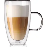 Orion Theeglas koffieglas dubbelwandige dubbelwandige glazen thermoglas voor koffie latte cappuccino thee 430 ml