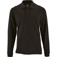 Sols Heren Perfecte Lange Mouw Pique Polo Shirt (Zwart)