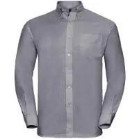 Russell athletic Russell Collection Heren Oxford Formeel Overhemd Met Lange Mouwen (Zilver)