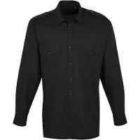Premier Heren Lange Mouw Piloot Werk Shirt (Zwart)