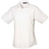 Premier Dames/Dames Popeline Blouse met Korte Mouwen (Wit)