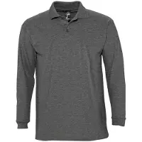 Sols Heren-Winter II Poloshirt met lange mouwen van Piqué katoen (Houtskool mergel)