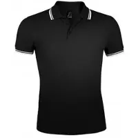 Sols Heren Pasadena getipt korte mouw Pique Polo Shirt (Zwart/Wit)