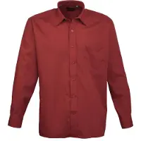 Premier Heren Poplin Formeel Overhemd Met Lange Mouwen (Bourgondië)