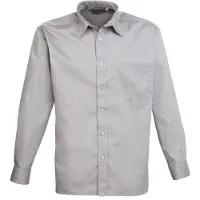 Premier Heren Poplin Formeel Overhemd Met Lange Mouwen (Zilver)