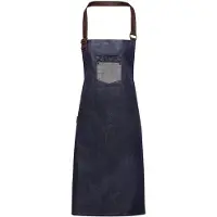 Premier Unisex Volwassenen Divisie Waxed Look Faux Leather Denim Bib Apron (Indigo Denim)