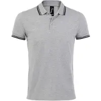 Sols Heren Pasadena getipt korte mouw Pique Polo Shirt (Heide Grijs/Navy)