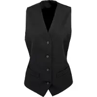 Premier Dames/dames Gevoerde Polyester Taillejas / Barkleding / Catering (Pakket van 2) (Zwart)