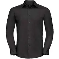 Russell athletic Russell Collection Heren Polycotton Easy-Care Formeel Overhemd met Lange Mouwen (Zwart)