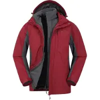 Mountain Warehouse Heren Thunderstorm 3 in 1 Waterdichte Jas (Rood)