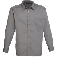 Premier Heren Poplin Formeel Overhemd Met Lange Mouwen (Donkergrijs)
