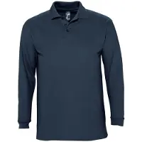 Sols Heren-Winter II Poloshirt met lange mouwen van Piqué katoen (Marine)