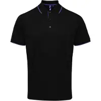 Premier Heren Coolchecker Contrast Pique Poloshirt (Zwart/Paars)