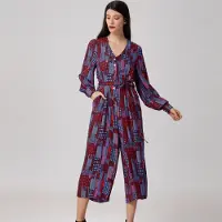S&J Weekends Jumpsuit met grafische print en V-hals
