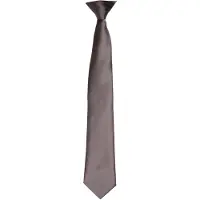Premier Kleuren Heren Satin Clip Tie (Donkergrijs)