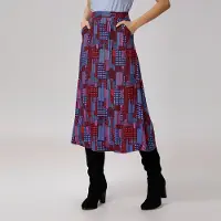 S&J Weekends Trapeze midi-rok met grafische print