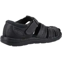 Hush puppies Heren Albert Fisherman Leren Sandalen (Zwart)