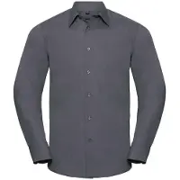 Russell athletic Russell Collection Heren Poplin Getailleerd Overhemd met Lange Mouwen (Konvooi Grijs)