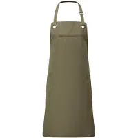 Premier Unisex Volwassenen Gerst Duurzaam Volledig Schort met Contraststiksel (Olijf/Kastanje)