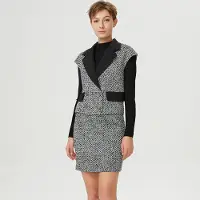 S&J Weekends Tweedvest met contrasterende kraag