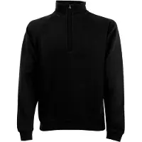 Fruit Of The Loom Heren Ritssluiting Nek Sweatshirt Top (Zwart)