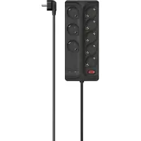 Hama Stekkerdoos met schakelaar - 8-voudig - 1,5m kabel - met overspanningsbeveiliging - Zwart
