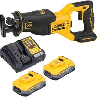 DeWalt DCS 382 H2 accu reciprozaag sabelszaag 18 V borstelloos + 2x Powerstack accu 5,0 Ah + oplader