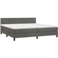 Syfax Boxspring met matras fluweel donkergrijs 200x200 cm