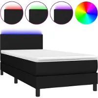 Syfax Boxspring met matras en LED stof zwart 90x200 cm