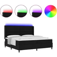 vidaXL LED boxspringbed met hoofdeinde, zwart, 200 x 200 cm, gestoffeerd